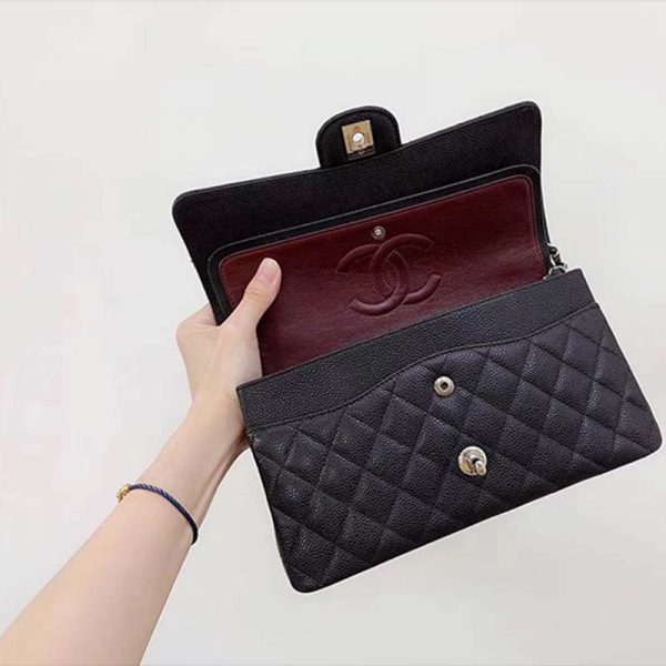 Chanel Women CF Flap Bag in Diamond Pattern Calfskin Leather-Black (7)