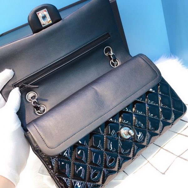 Chanel Women CF Flap Bag in Diamond Pattern Patent Calfskin Leather-Black (2)