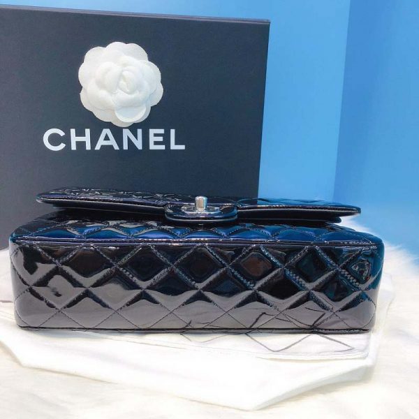 Chanel Women CF Flap Bag in Diamond Pattern Patent Calfskin Leather-Black (6)
