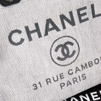 Chanel Women Deanville Shopping Bag Mummy bag in Canvas and Leather-Grey (5)