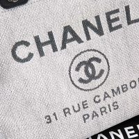 Chanel Women Deanville Shopping Bag Mummy bag in Canvas and Leather-Grey (5)