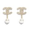 Chanel Women Earrings in Metal Glass Pearls Resin & Diamantés-White