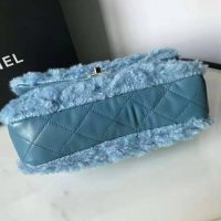 Chanel Women Flap Bag in Shearling Lambskin Leather-Blue (1)