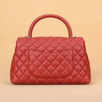 Chanel Women Flap Bag with Top Handle in Grained Calfskin Leather-Red (8)