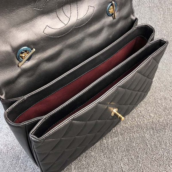 Chanel Women Kelly Flap Bag in Goatskin Leather-Black (5)