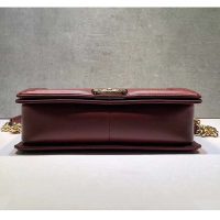 Chanel Women Large Leboy Flap Bag with Chain in Goatskin Leather-Maroon (6)