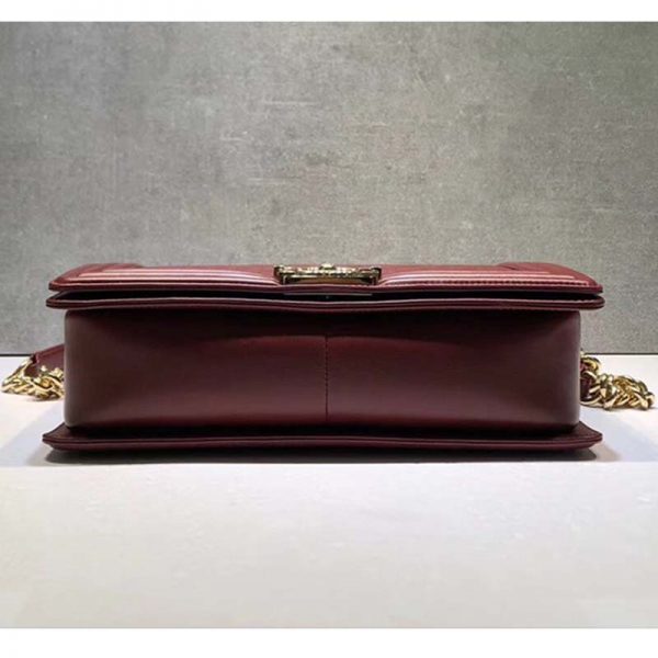 Chanel Women Large Leboy Flap Bag with Chain in Goatskin Leather-Maroon (1)