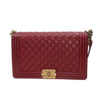 Chanel Women Large Leboy Flap Bag with Chain in Goatskin Leather-Maroon (6)