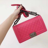 Chanel Women Leboy Flap Bag with Chain in Calfskin Leather-Rose (2)