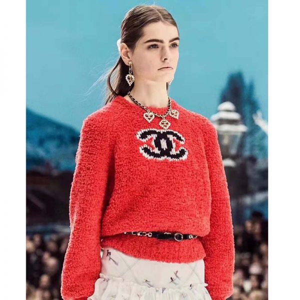Chanel Women Pullover Wool and Mixed Fibers & Cashmere Sweater-Red (4)