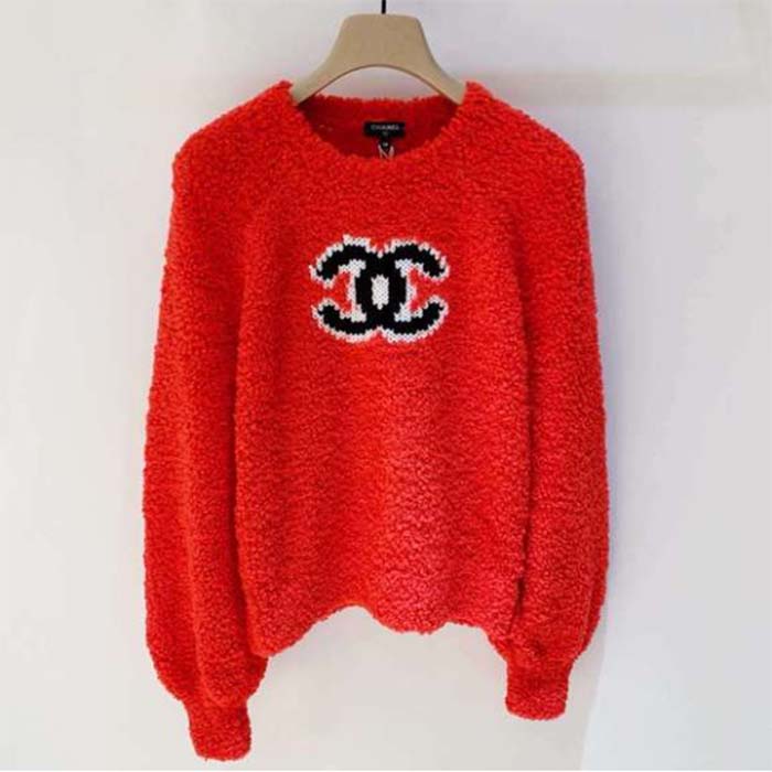Chanel Women Pullover Wool and Mixed Fibers & Cashmere Sweater-Red (6)