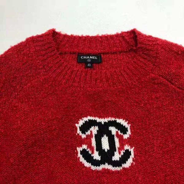 Chanel Women Pullover Wool and Mixed Fibers & Cashmere Sweater-Red (7)