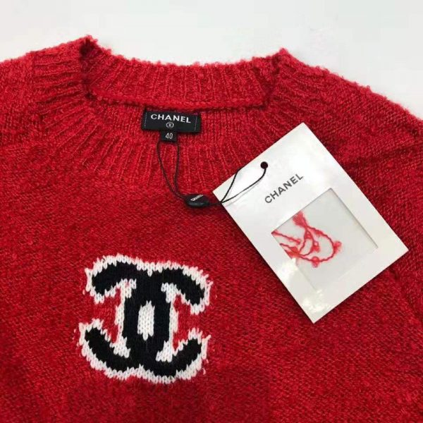 Chanel Women Pullover Wool and Mixed Fibers & Cashmere Sweater-Red (8)