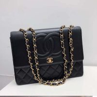 Chanel Women Vintage Maxi Flap Bag in Goatskin Leather-Black (1)