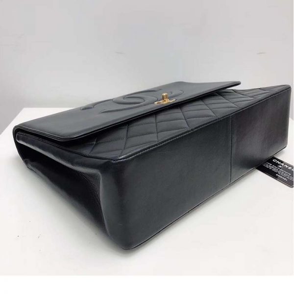 Chanel Women Vintage Maxi Flap Bag in Goatskin Leather-Black (4)