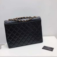 Chanel Women Vintage Maxi Flap Bag in Goatskin Leather-Black (1)