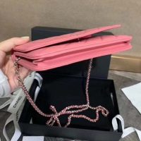 Chanel Women Wallet On Chain Flap Bag in Goatskin Leather-Pink (4)