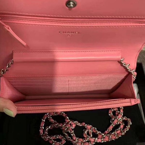 Chanel Women Wallet On Chain Flap Bag in Goatskin Leather-Pink (2)