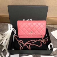 Chanel Women Wallet On Chain Flap Bag in Goatskin Leather-Pink (4)