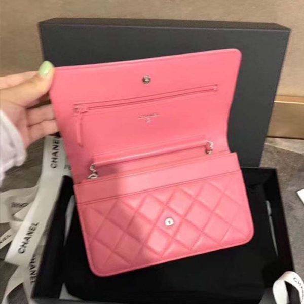 Chanel Women Wallet On Chain Flap Bag in Goatskin Leather-Pink (6)