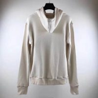 Gucci Unisex Hooded Sweatshirt with Deer Patch in 100% Cotton-White (1)