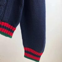 Gucci Men Oversize Cable Knit Cardigan Sweater-Navy (13)