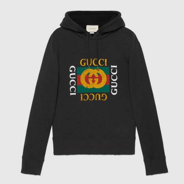 Gucci Men Oversize Sweatshirt with Gucci Logo in 100% Cotton-Black (1)