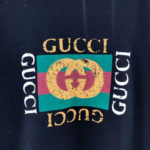Gucci Men Oversize Sweatshirt with Gucci Logo in 100% Cotton-Black (6)