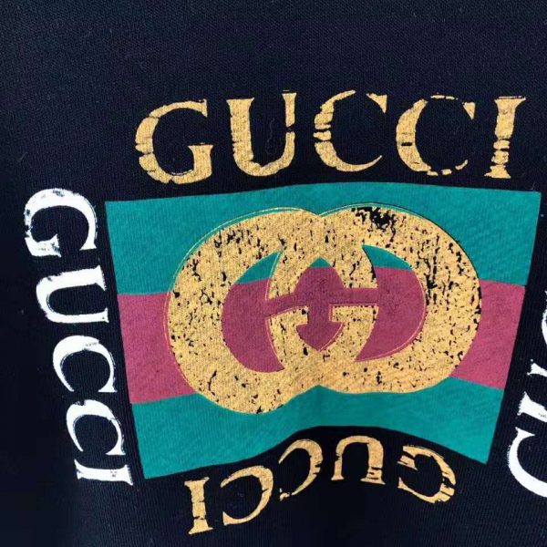 Gucci Men Oversize Sweatshirt with Gucci Logo in 100% Cotton-Black (7)