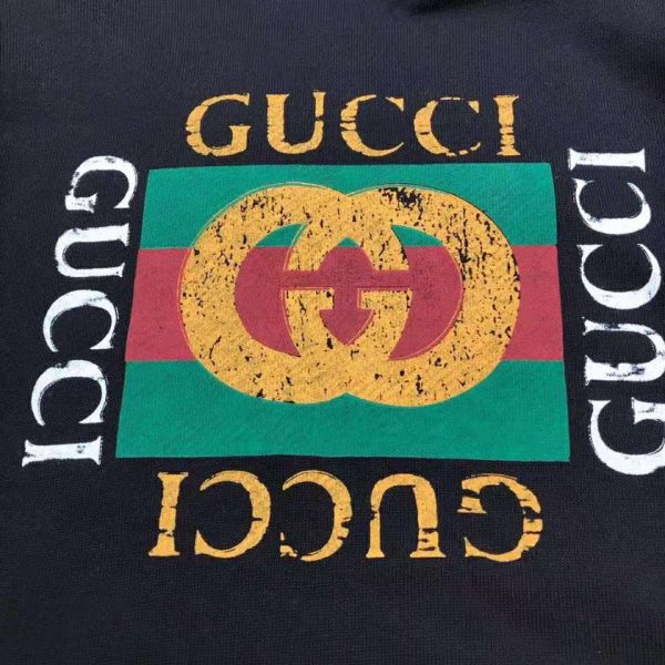 Gucci Men Oversize Sweatshirt with Gucci Logo in 100% Cotton-Black (9)