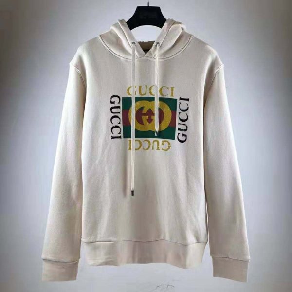 Gucci Men Oversize Sweatshirt with Gucci Logo in 100% Cotton-White (4)