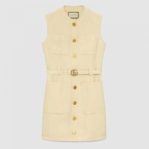 Gucci Women Cady Silk Wool Vest with Double G-White