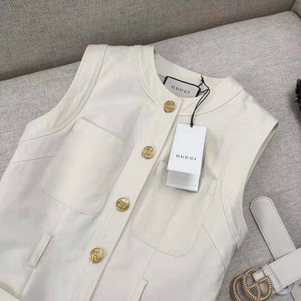 Gucci Women Cady Silk Wool Vest with Double G-White (4)