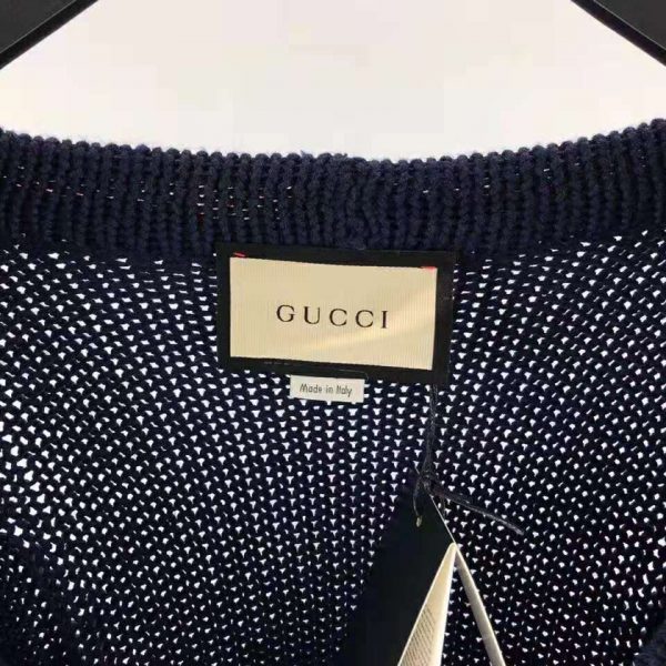 Gucci Women Oversize Cable Knit Cardigan Sweater-Navy (11)