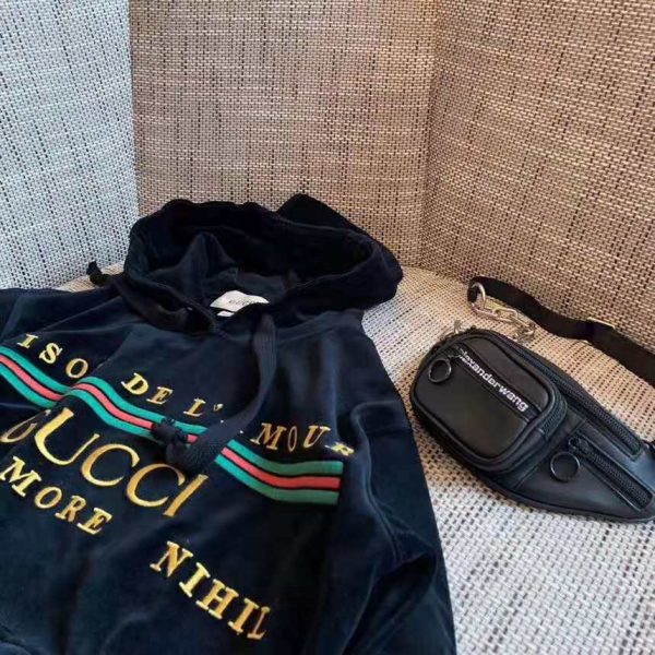 Gucci Women Oversize Sweatshirt with Gucci Embroidery in Black Cotton (4)