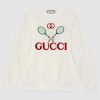 Gucci Women Oversize Sweatshirt with Gucci Tennis in 100% Cotton-White