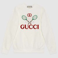 Gucci Women Oversize Sweatshirt with Gucci Tennis in 100% Cotton-White (1)