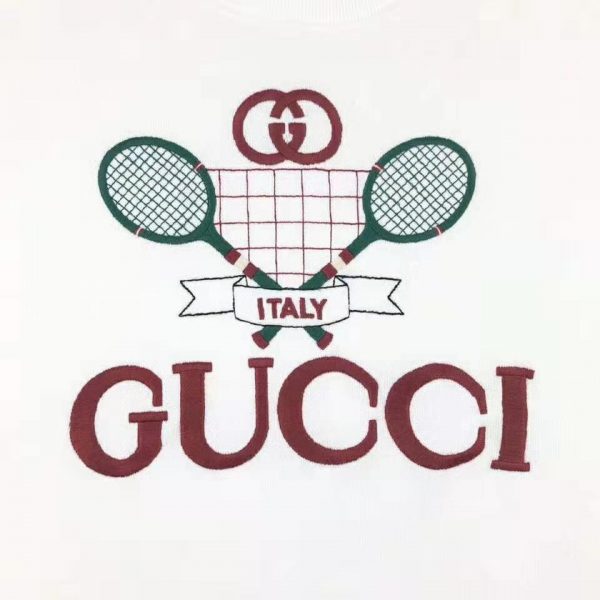Gucci Women Oversize Sweatshirt with Gucci Tennis in 100% Cotton-White (7)
