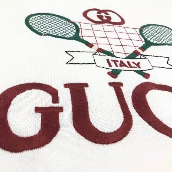 Gucci Women Oversize Sweatshirt with Gucci Tennis in 100% Cotton-White (8)