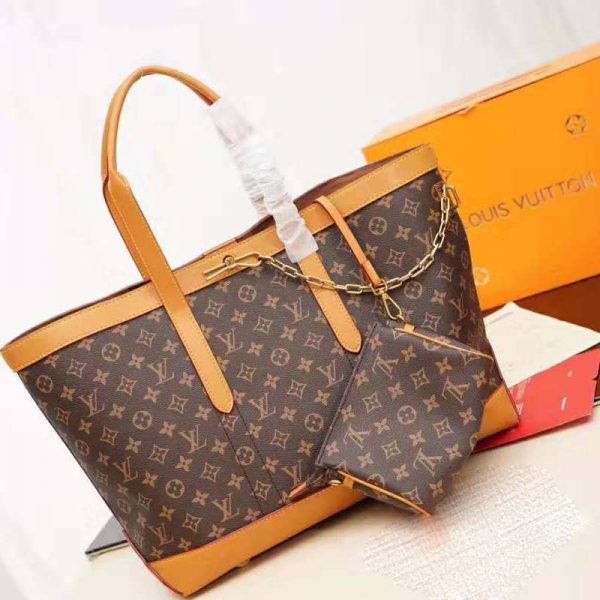 Louis Vuitton LV Men Cabas Voyage in Iconic Monogram Canvas and Natural Leather-Brown (2)