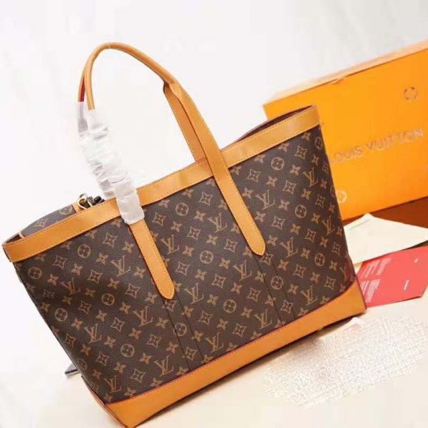 Louis Vuitton LV Men Cabas Voyage in Iconic Monogram Canvas and Natural Leather-Brown (4)