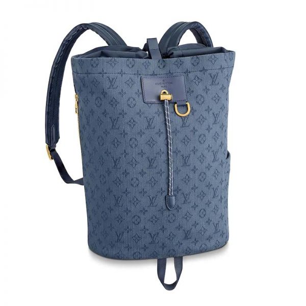 Louis Vuitton LV Men Chalk Backpack in Monogram Denim-Blue (1)