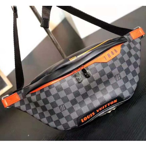 Louis Vuitton LV Men Damier Cobalt Race Discovery Bumbag in Monogram Canvas-Orange (4)