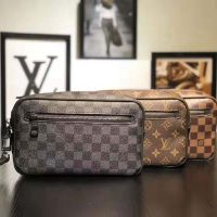 Louis Vuitton LV Men Kasai Clutch in Damier Ebene Canvas-Brown (1)