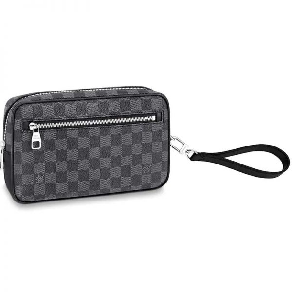 Louis Vuitton LV Men Kasai Clutch in Damier Ebene Canvas-Grey (1)