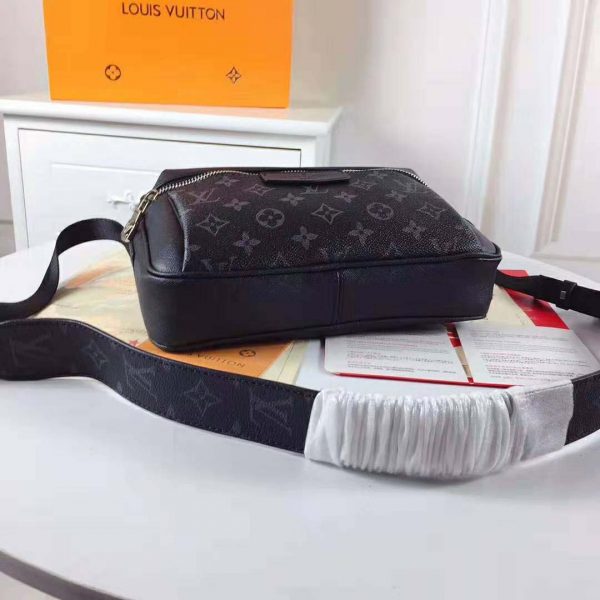 Louis Vuitton LV Men Outdoor Messenger Bag in Taïga Leather with Monogram Canvas-Black (4)