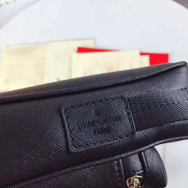 Louis Vuitton LV Men Outdoor Messenger Bag in Taïga Leather with Monogram Canvas-Black (8)