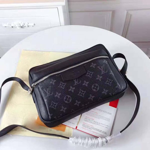 Louis Vuitton LV Men Outdoor Messenger Bag in Taïga Leather with Monogram Canvas-Black (9)