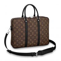 Louis Vuitton LV Men Porte-Documents Voyage PM in Monogram Macassar Canvas-Grey (1)