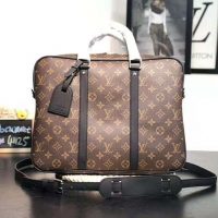 Louis Vuitton LV Men Porte-Documents Voyage PM in Monogram Macassar Canvas-Brown (1)